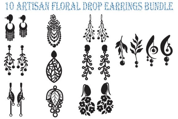 Artisan Floral Drop Earrings Graphics for Crafts and Content Creators