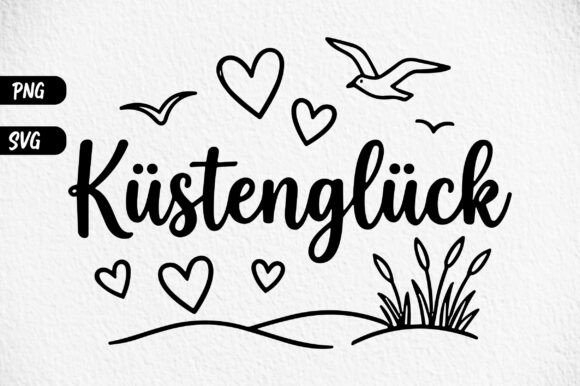 Coastal Love German Quote SVG PNG Design: A Fresh Illustration for Local Branding