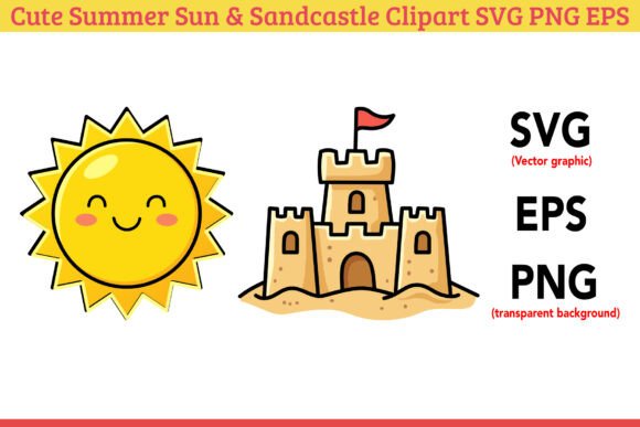 Cute Summer Sun Sandcastle SVG Graphics