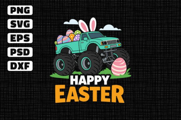 Easter Bunny Monster Truck Graphics for T-Shirt Designs