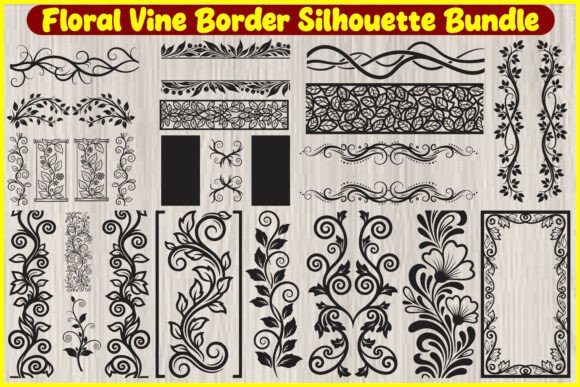 Floral Vine Border Silhouette Bundle