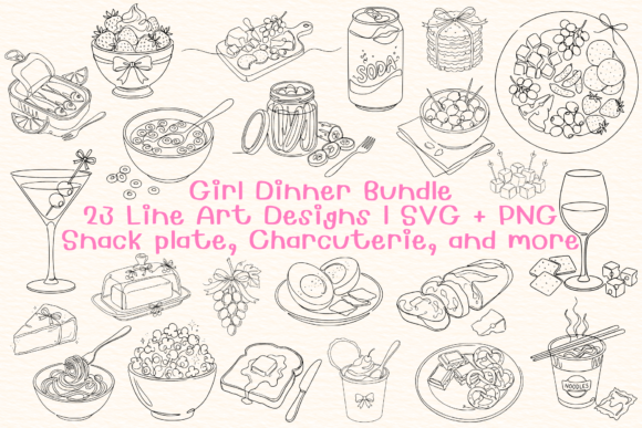 Girl Dinner SVG PNG Bundle