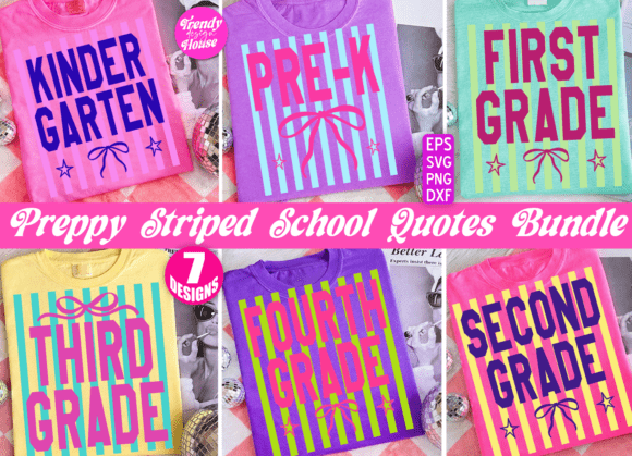 Neon Striped School Coquette PNG Bundle
