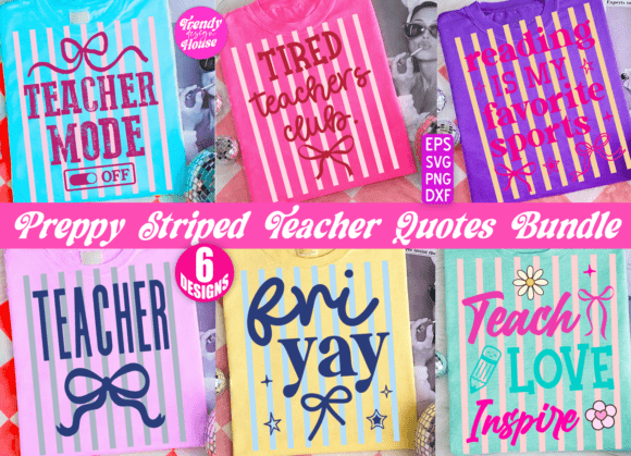 Neon Striped Teacher Coquette PNG Bundle