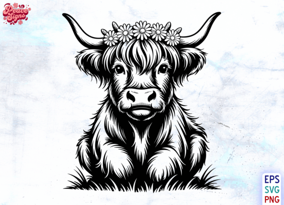 Sitting Highland Cow Silhouette SVG PNG