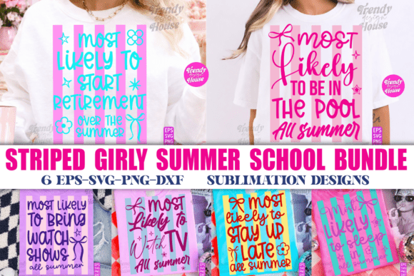 Stripes Girly Summer Teacher SVG Bundle